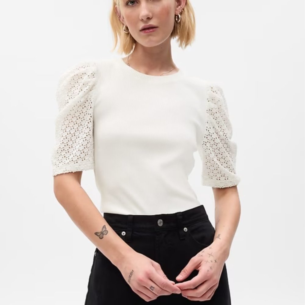 Puff Sleeved Rib Tshirt - NWT